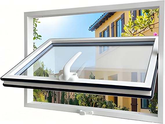 27x19 Basement Window with Tempered Glass, Adjustable Ventilation Windows, 360Degree Rotation Home Bathroom - Customizable Size - White