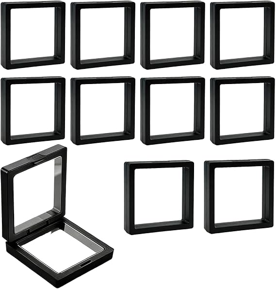 10pcs Black 3D Floating Frame Display Holder Stands,Coin Display Stands,3D Floating Jewelry Frame for Jewelry Challenge Coins AA Medallions(2.8 x 2.8 x 0.8 Inches)