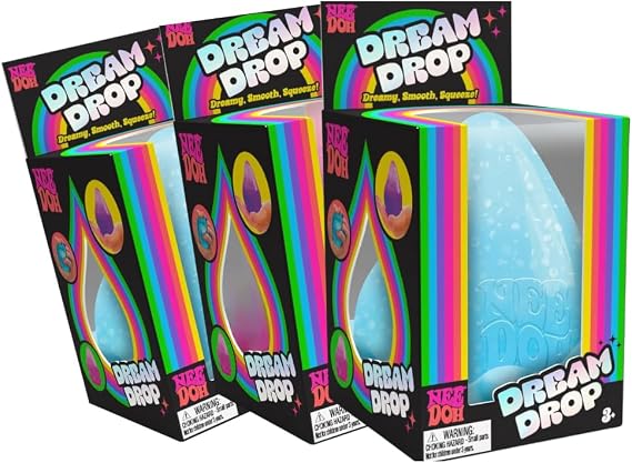Schylling NeeDoh Dream Drop Fidget Toy with Groovy Goo Filling, Three Random Colors, Ages 3+, 3 Pack