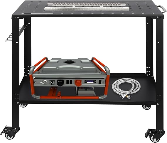 Welding Table 36"x18", 1200lbs Load Capacity Steel Welding Cart, Workbench Table for Garage, Portable Welding Table w/Braking Lockable Casters, 4 Tool Slots, 5/8-inch Fixture Holes