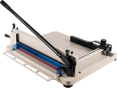 Heavy Duty Paper Cutter, A3 17 inch Guillotine Paper Cutter with Metal Base, Guillotine Paper Cutters and Trimmers Cards Leather, 400 Sheet Capacity, for Offices Home, Beige