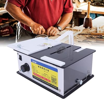 CNCEST Mini Table Saw,110-240V 8000 RPM Portable Table Saw Small Tablesaw Cutting Machine Benchtop Table Saw w 60MM HSS Saw Blade for DIY Wooden Model Crafts Metal,Ceramic Tile Glass Cutting