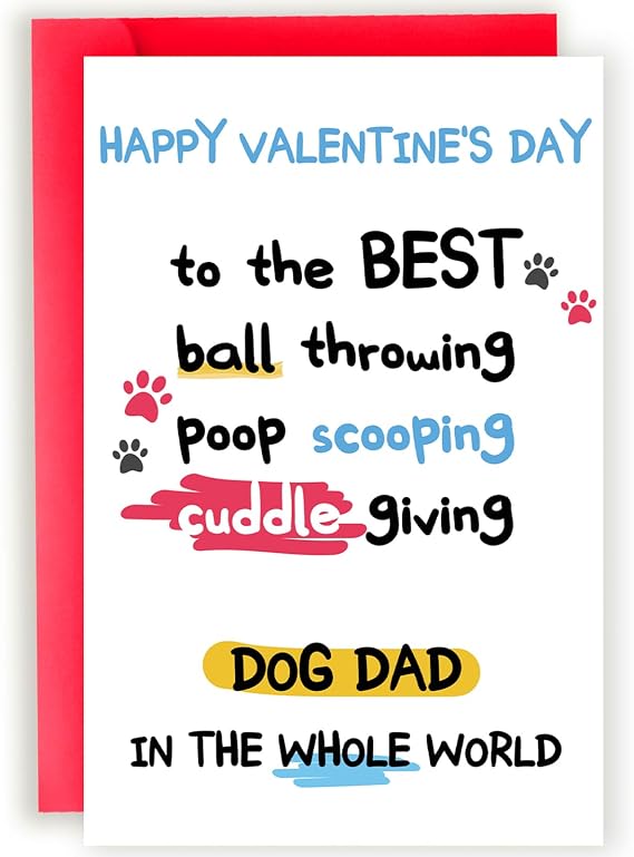 Naughty Valentines Day Card Gifts for Dog Dad, Dog Valentine Cards, Cute Dog Dad Valentines Day Gifts Card for Him Husband, Puppy Valentine's Day Card for Dog Lover