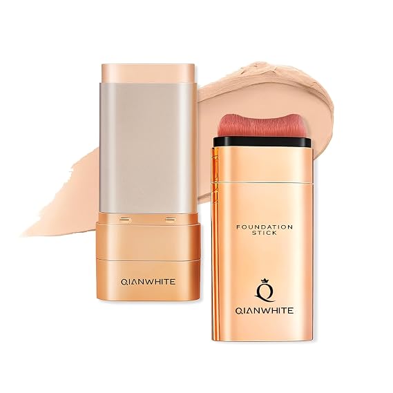 Korean Foundation Stick Foundation for Mature Skin Tint | Buildable Light to Medium Coverage Foundation Makeup Concealer Stick, Dual-Ended with Brush for All Skin - Natural Finish #01