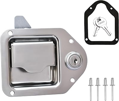 Newace Truck Tool Box Latch Replacement Kit- 304 Stainless Truck Toolbox Lock 4-38”x 3-14” with Washer, 2 CH501 Keys, Trailer, UTV, Campers（1 Pack