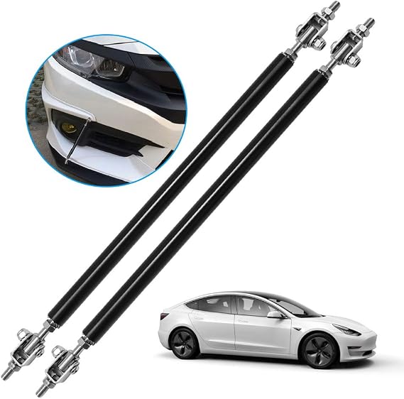 Saihisday 8-13 inch Adjustable Universal Front Bumper Lip front Splitter Rods Splitter Strut Brace Rod Tie Support Bars Black (Set of 2)