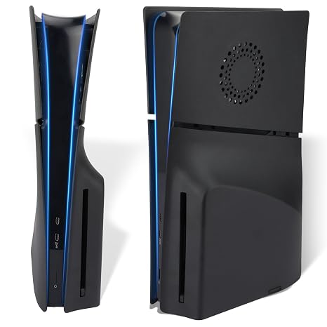 Black Plates for PS5 Slim Console Disk Edition, PS5 Slim Accessories Cover Plates Replacement, Protective Shell Faceplates for PlayStation 5 Slim Console, Black