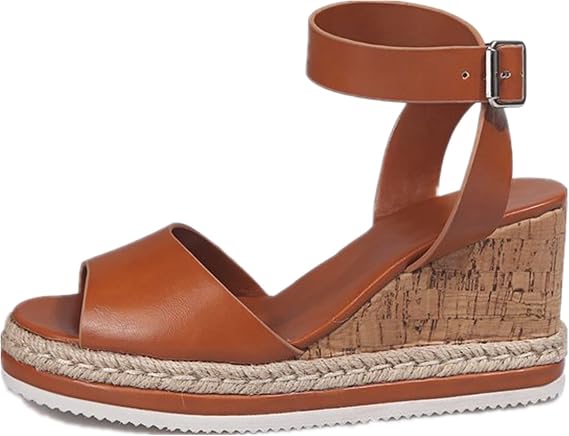 Ladmiple Wedge Sandals for Women Dressy Casual Summer Ankle Strap Open Toe High Heel Platform Slip on Espadrilles Sandal