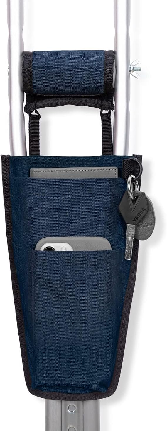 SWISSELITE Crutch Pouch Bag, Crutch Carrying Pouch with 2 Soft Padded Hand Grips, Crutch Bag - Crutch Tote accessories with Storage Pockets for Universal Crutches