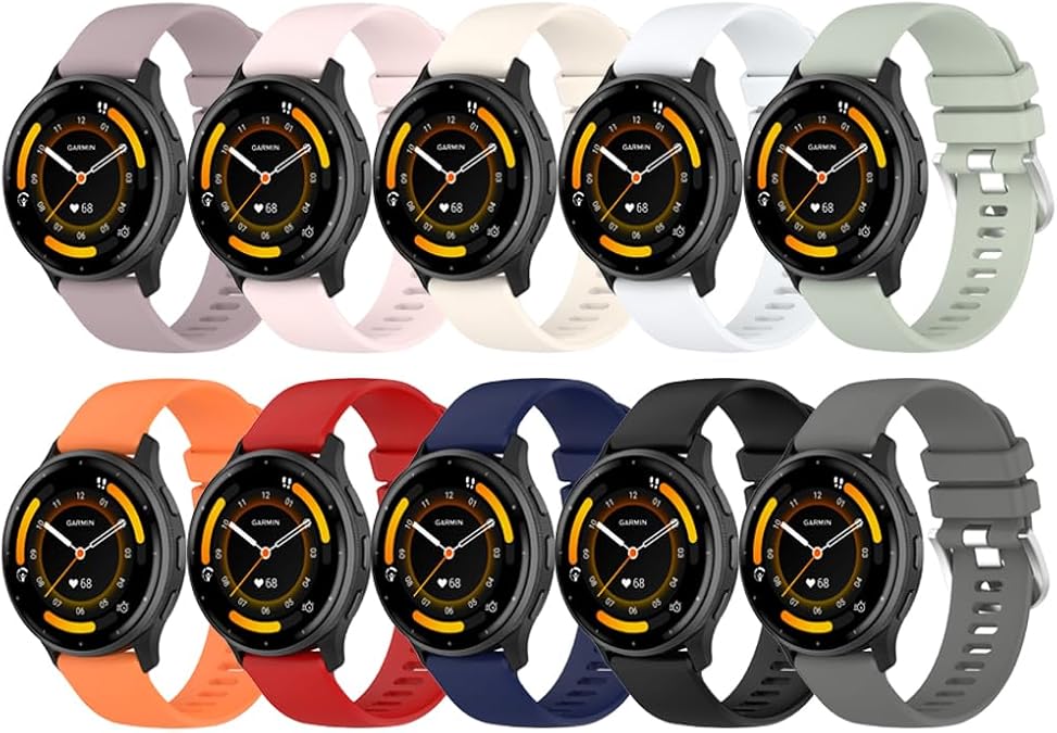 Bands Compatible for Garmin Venu 4 41mm, 18mm Width Quick Released Soft Silicone Replacement WatchBand Strap Wristband for Garmin Venu 3S 41mm/Venu 2S/Vivoactive 4S/Vivomove 3S/Forerunner 265S/Forerunner 255S