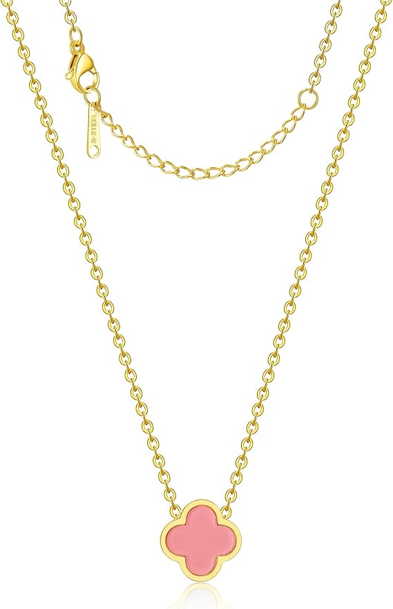 AIPPK 18K Gold Plated Clover Necklace for Women Four Leaf Clover Necklace Flower Lucky Pendant Dainty Jewelry Gifts