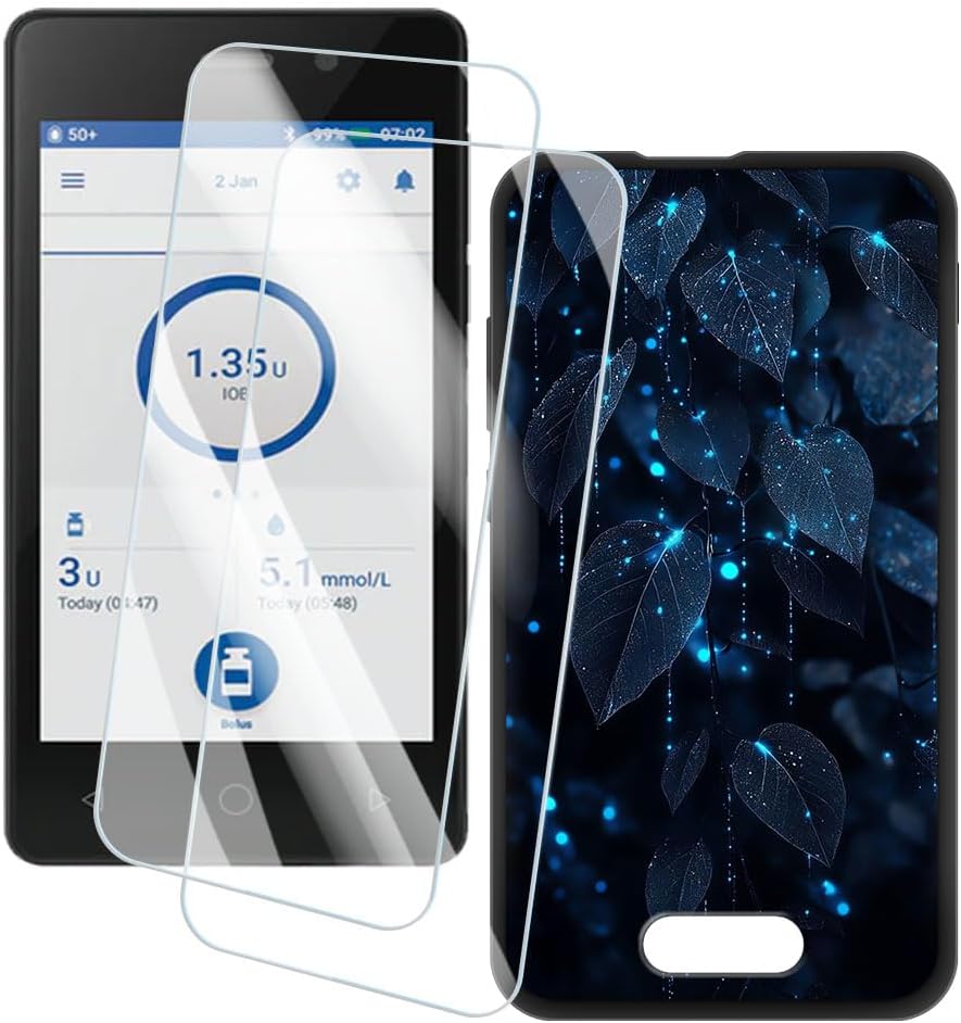 2個セット スクリーンプロテクター + ケース Omnipod DASH 4 インチ との互換性あり アーティスティックカスタムプリントカバーと強化ガラスフィルム スクラッチ防止 葉