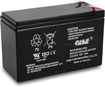 Casil 12V 7AH Rechargeable Battery Replace FAS1075, 12 Volt 7Amp Fire Alarms Battery