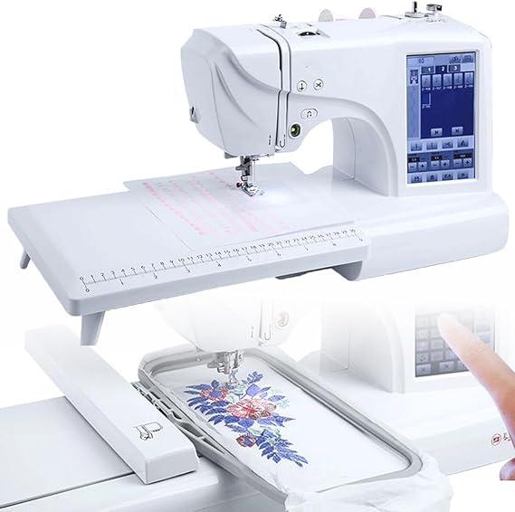 Automatic Sewing Machine - Electric Embroidery Machine with 158 Built-in Designs, 4 x 9.2 Embroidery Area, LCD Touch Screen, 210 Built-in Letters & 30 Pattern Borders, Easy Sewing