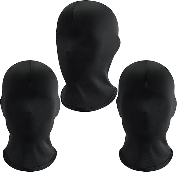 Udewo Black Full Face Mask Halloween Full Black Mask Full Face Cover Spandex Mask Zentai Hood Mask Full Head Cover Mask Faceless Mask Morph Mask for Halloween Party Costume Unisex Men Adult Women