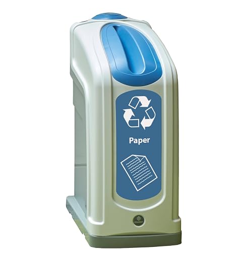 Nexus 13G Office Paper Recycling Bin (Gray, Blue Sticker) 13-Gallon Deskside Recycling Bin Compact Recycling Container for Paper Plastic with Slim Footprint