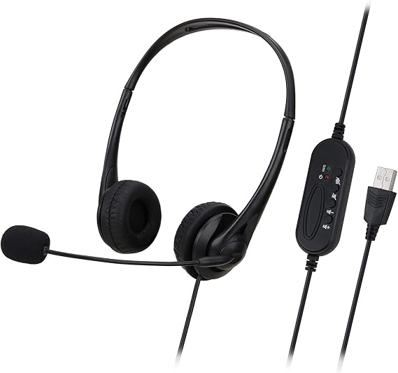 Karlak SY490MV Call Center Wired Headset Wired Control USB Port with Microphone Telephone Operator Headphone Noise Canceling for Computer Phones Desk Boxes