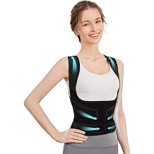 Posture Corrector for Women Men Back Support Brace Adjustable Shoulder Neck Lumbar Belt Strap Spinal Posture Correction Relieve Upper Back Shoulders Pain for Home Office Gym (Black, M) (Black, M)