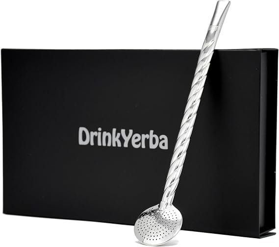 Bombilla de Acero Inoxidable Torcida para Mate Durable, Perfecta para Mate Argentino y Brasileno