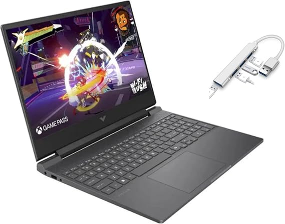 HP Victus 15.6" 144Hz Full HD Gaming Laptop | AMD Ryzen 7 7445HS |NVIDIA GeForce RTX 4050|Copilot |Backlit| 16GB RAM DDR5 | 512GB SSD |Mica Silver |Windows 11 Home |Bundle with USB 3.0 Hub