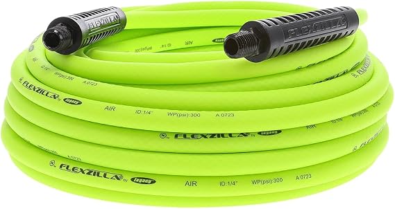 Flexzilla Air Compressor Hose, 1/4 in. x 50 ft., 1/4 in. MNPT Fittings, No-Kink, All Weather, Lightweight, Premium Hybrid Polymer, 300 PSI, ZillaGreen