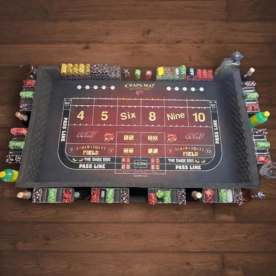 Premium Quality Craps Mat - Lightweight Portable - Fits on Most Dining Room Tables - The Ultimate Home Style Party Game
