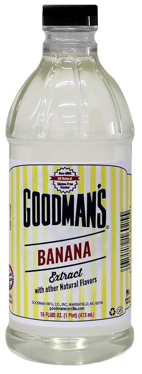 Goodman's - Banana Extract - No Sugar, Non-GMO - 1 Pint | Gluten-Free, Kosher, Low Carb, Low Calorie, No Artificial Color, Ideal For Baking, Smoothies & Desserts