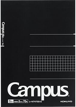 KOKUYO Composition Notepad, 1 Pack Campus A5 Comp Graph Note Pad with 5mm Grid, 40 Sheets, 5 x 5 School Square Notepad in Black, Journal Note Pad for Women Work Study Note Taking. (RE-M747S5-D)