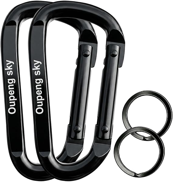 Carabiner Clip, 3" Iron Heavy Duty Carabiners 855lbs-11KN/2475lbs for Hammocks, Camping Accessories,Hiking,Keychains,Outdoors and Gym etc,D Shaped Spring Hook Small Carabiners for Dog Leash,Harness.