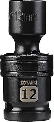 12 Inch Drive x 12 mm Shallow Universal Swivel Impact Socket,SAE and Metric Sleeve Set With Flexible Swing, 6-Point,Cr-Mo Swivel Socket