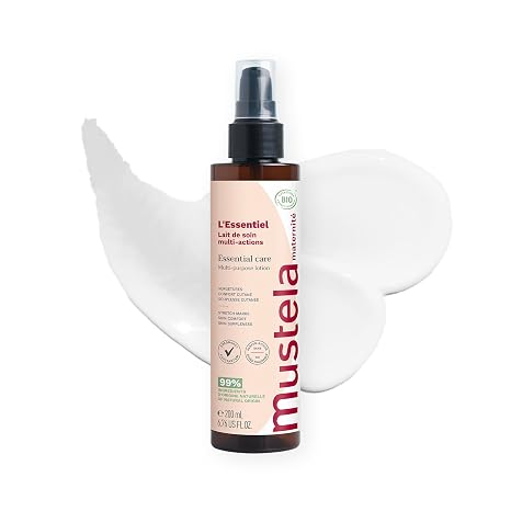Mustela Certified Organic Maternity Essential Care Multi-Purpose Lotion - Pregnancy & postpartum - Stretch Marks, Skin Comfort & Suppleness - No Added Scent - Safe for Moms, Babies & Breastfeeding