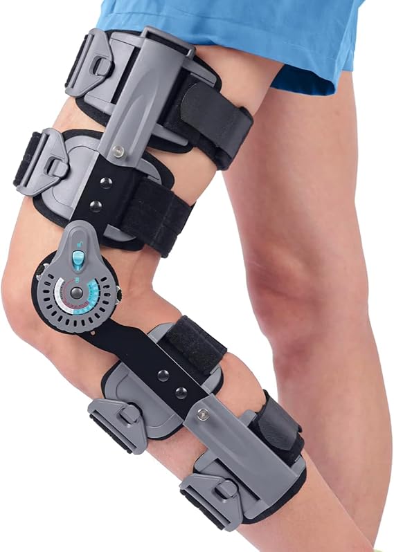 PEIKVOUL Adjustable Hinged Knee Brace ROM Knee Immobilizer Brace Leg Braces Orthopedic Patella Orthosis for Postoperative Recovery