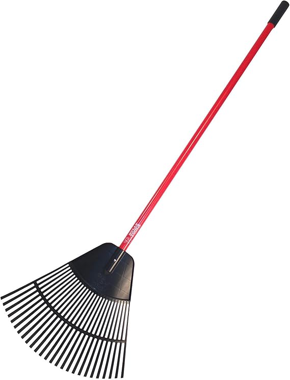 Bully Tools Poly Lawn and Leaf Rake - Fiberglass Handle, 24-Inch - Commercial Grade Heavy Duty Poly Tines, 90 Degree Teeth - Ideal Rake for Leaves, Gardening and Landscaping - 100% Made in The USA