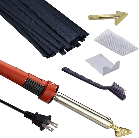 Massca Plastic Welding Kit with Welder, Rods, Reinforcing Mesh, Hot Iron Stand, and Wire Brush - Plastic Bumper Repair Kit DIY Arts, Crafts & Professional Surface Repair, Portable 80 Watt