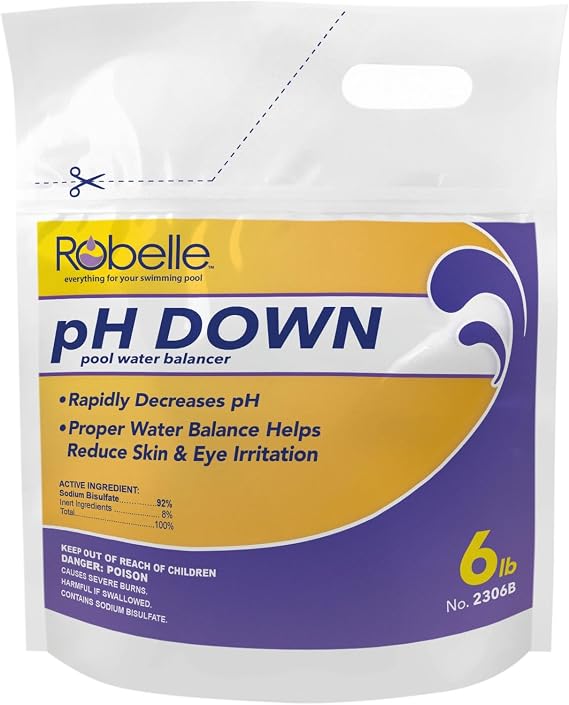 Robelle 6-Pounds Premium pH Down for Pools | Concentrated Sodium Bisulfate, Lowers pH, pH Decreaser, Easy To Use, Works Fast, Made in USA