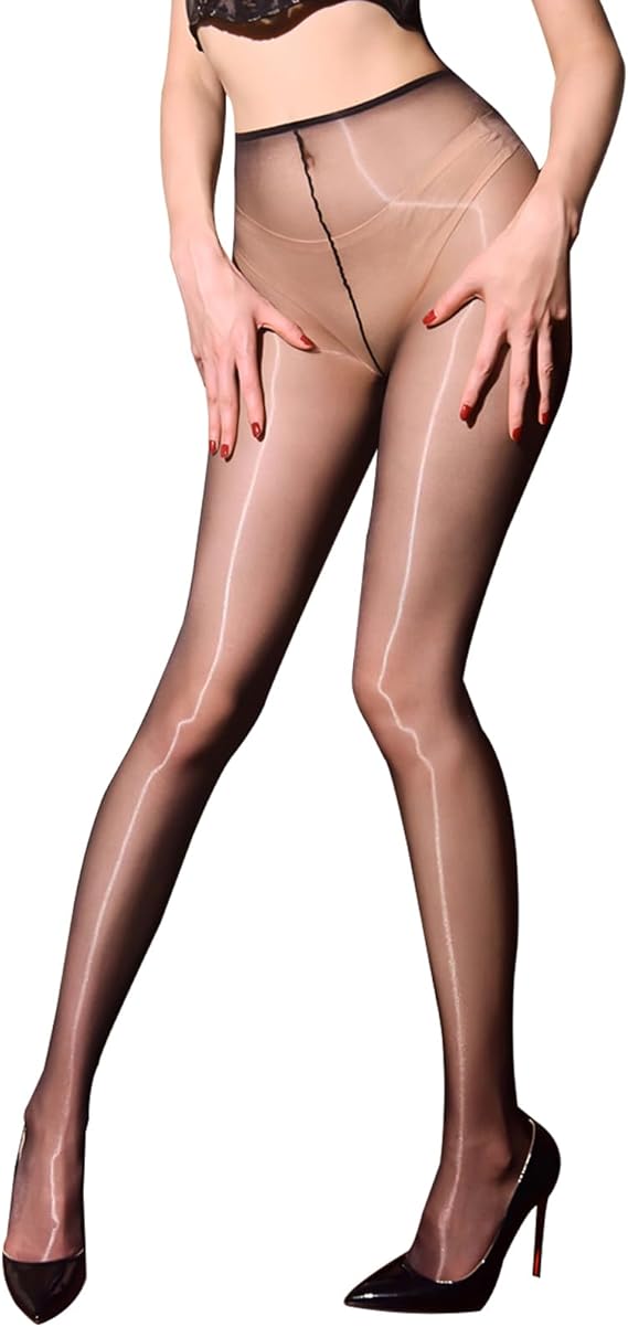 Women's Oil Shiny Pantyhose 3 Denier Ultra-Thin Sheer Tights Silky Control Top Stockings