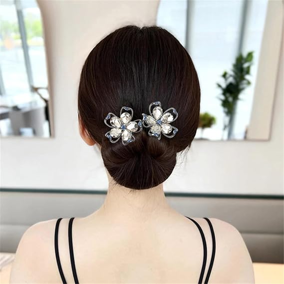 Hair Clip, Hair Tie - Elegant Hair Bun Maker, Quick and Easy Styling for French Twist Bun, Effortless and Secure Hold for All Hair Types, Versatile Fashion Hairstyle, 2 Count, Flower