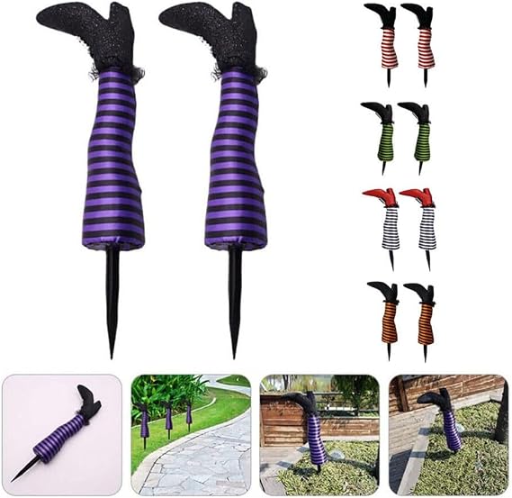 2 Pack Halloween Witch Legs Prosthetic Ornament, 47cm Fake Legs Outdoor Tree for Door Wall Party Decor Prop red