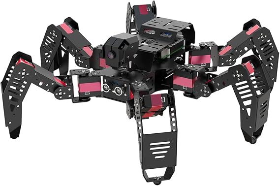 Hiwonder AI Smart Visual Six Legged Robot Raspberry Pi 5/4B, Support Python Code Programming, PC Software, App Control, STEAM Robotics Kit SpiderPi Advanced Kit, RPi 5 8GB