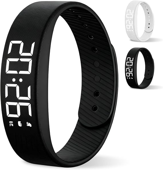 Vibrating Alarm Clock Wristband, Waterproof Silent Vibration Watch, Multi-functional Light-up Display Alarm Wristbands for Sports Sleep Monitoring (Black)