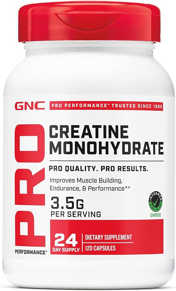GNC Pro Performance Creatine Monohydrate, 3.5g, 120 Capsules