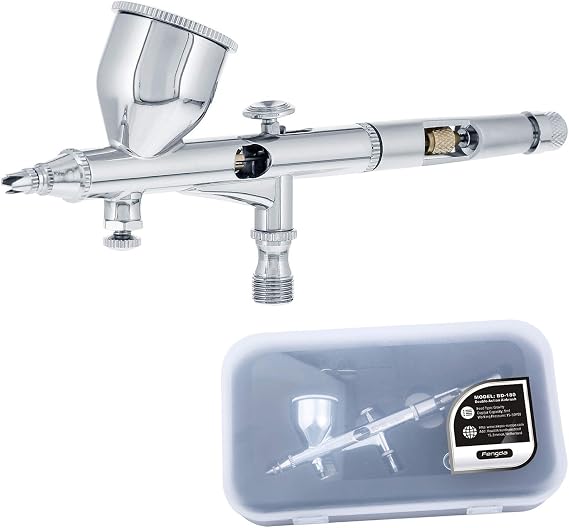 Fengda High Precision Detail Control FE-180 Dual-Action Gravity Feed Airbrush, 0.2 mm Tip, 9ml Funnel Fluid Cup, Air Control Valve