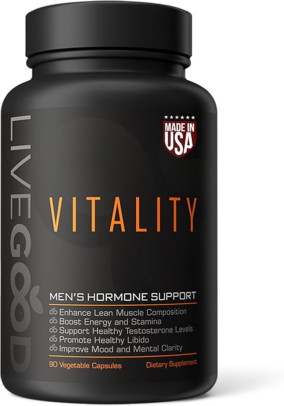 LIVEGOOD Vitality Mens Support, Natural Mens Supplement with Adaptogenic Herbs for Energy, Mood, Stamina and Endurance, Daily Vitality Formula for Performance and Wellness (60 Capsules)
