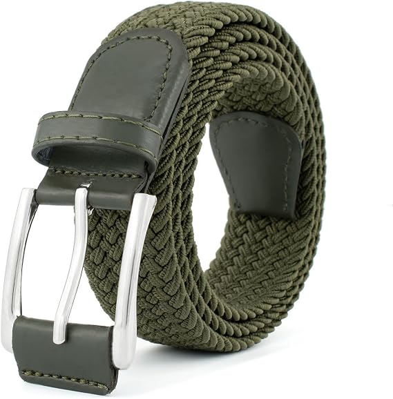 Elastic Braided Belt for Men - Stretch Canvas Woven Casual Waist Band Web Belt 41" for Work Travel Sports Men Women