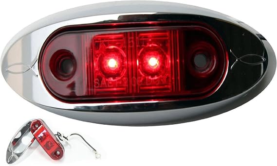 24 Pack 2" RED LED Oval Chrome Bezel