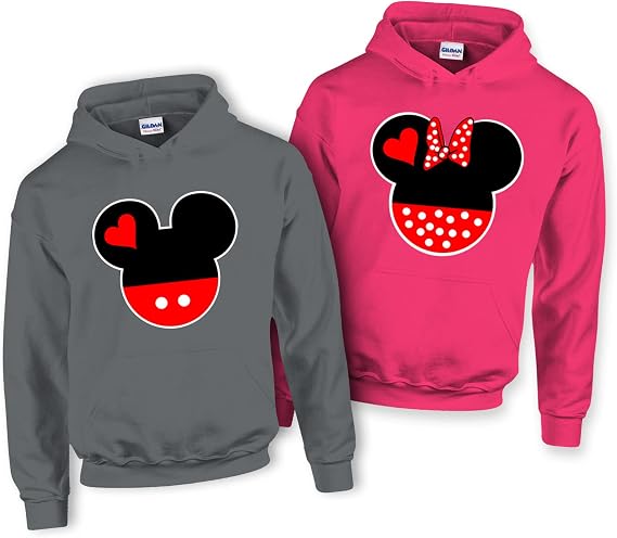 Couple Matching Outfits Minnie & Mickey Head Hoodie Set1