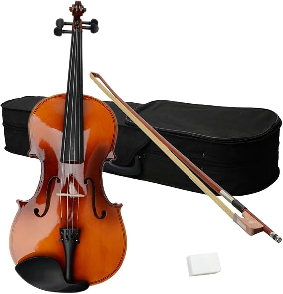 16 Inch Acoustic Viola Set,Handmade Varnish Solid Wood Viola Kit with Case, Bow, Rosin for Amateurs Student Beginners (Brown)