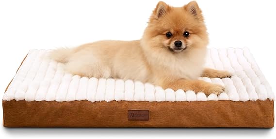 Orthopedic Dog Bed for Small Dogs,Firm Egg Crate Foam,Non-Slip Bottom,Brown