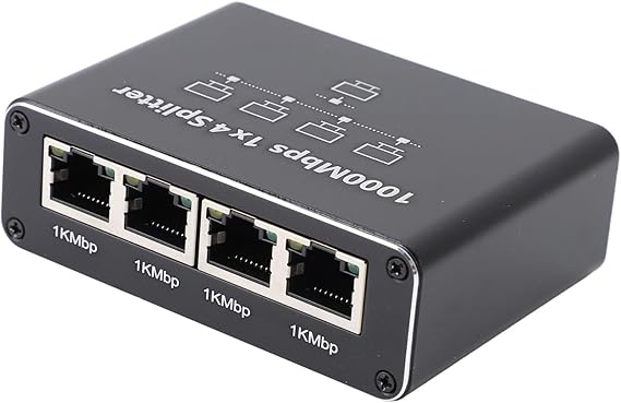 Coverzone 1 Gigabit Ethernet Anahtarı 4 Bağlantı Noktalı 1000Mbps, RJ45 1 ila 4 Ethernet Splitter, RJ45 LAN Ağ Anahtarı 1-2 Gigabit Ağ Bölücü, Bilgisayar, HUB, Anahtar, Yönlendirici ZR889
