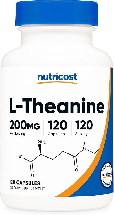 Nutricost L-Theanine 200mg, 120 Capsules, Double Strength, Gluten Free | GMO-Free